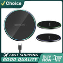 Mini LED Wireless Charger Pad For iPhone 16 15 14 13 12 8 X Pro Max Samsung Xiaomi Induction Fast Charging Dock Station