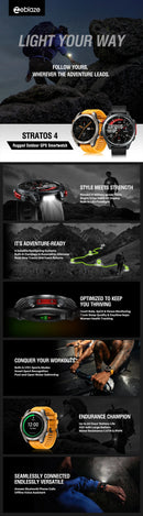 NEW 2025 Zeblaze Stratos 4 GPS Smartwatch 1.43" AMOLED Screen Compass Barometric Altimeter Flashlight Voice Calling Smart Watch