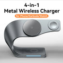 4 in 1 Wireless Charger Metal Shell Magnetic 15W Fast Charging Station Stand for iPhone 12-17 Mobile Phones  Airpods Apple Watch